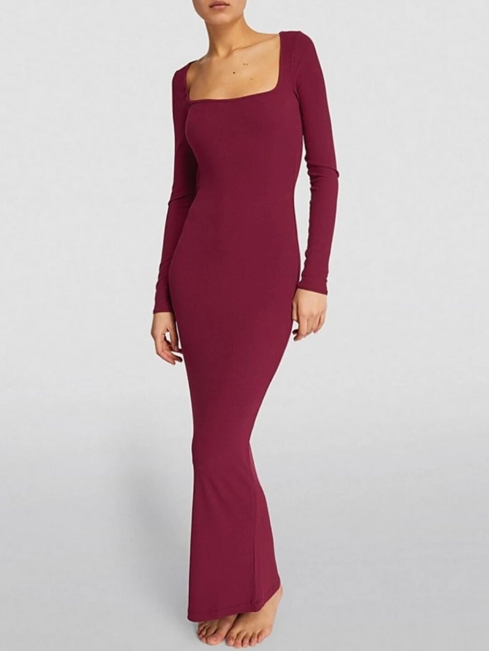 SOFT LOUNGE LONG SLEEVE DRESS | WINE - Picture 3 of 3
